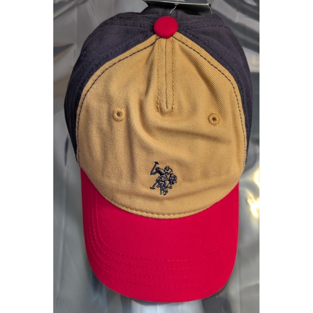 U.S. Polo Assn. Men's Adjustable Baseball Cap Beige Navy Red Sports Casual Hat